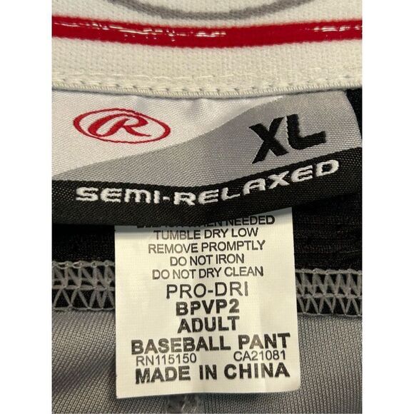 Rawlings Semi-Relaxed Fit Baseball Pants Men's Size XL Gray Black nwt (0985) - Picture 7 of 8